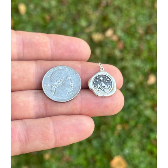Sterling Silver Mountain Wax Seal Charm - Picture 5 of 5